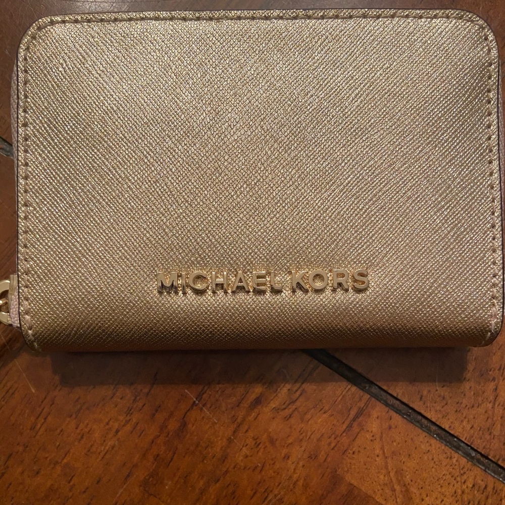 Gold metallic Michael kors wallet